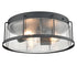 Industrial 3-Light Glass Flush Mount Ceiling Light,Matte Black Finish